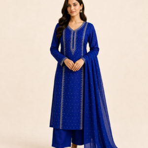 Pure Lawn 3 Piece Mukesh Work Suit – Shirt, Trouser & Dupatta