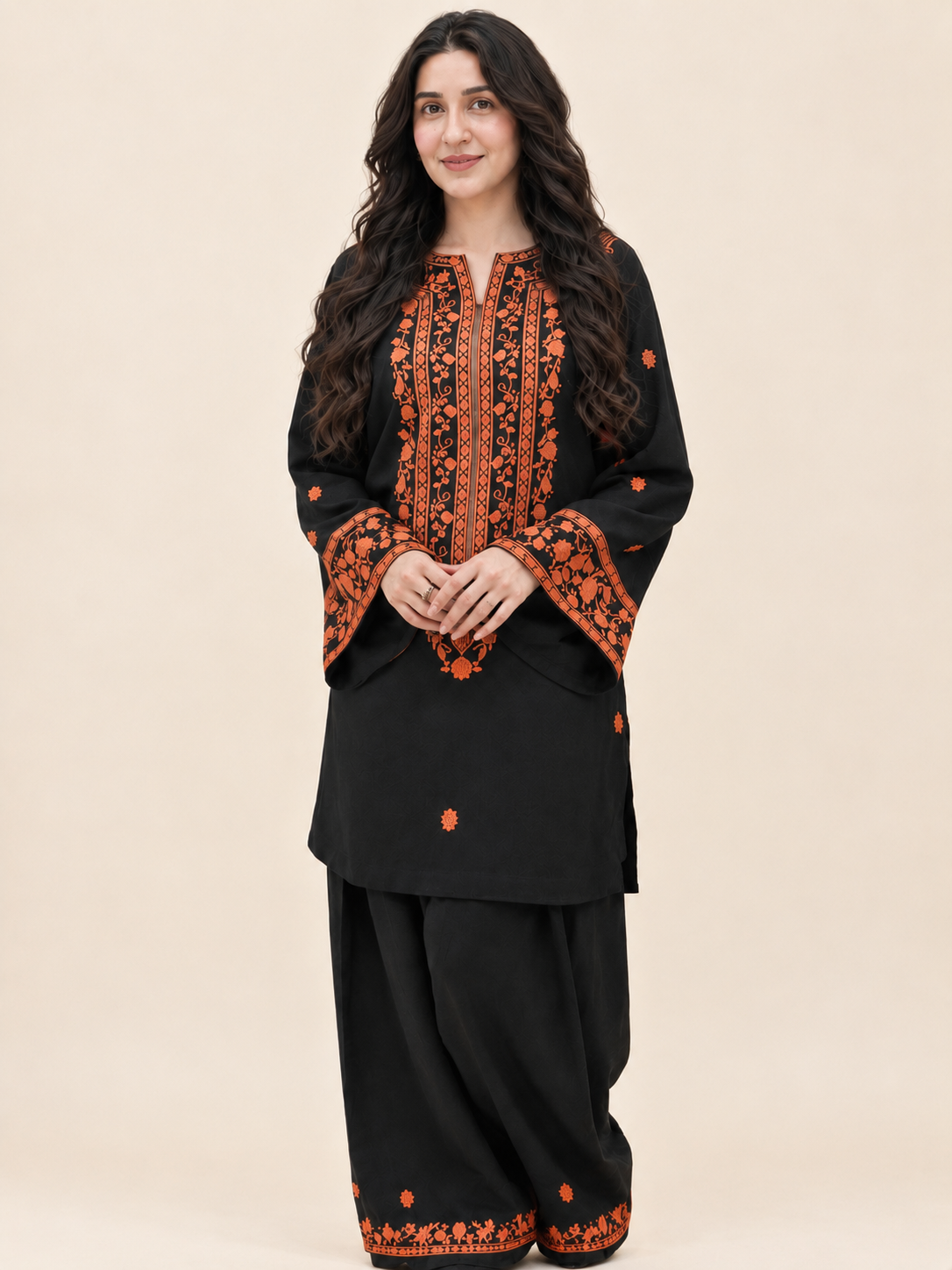 Black Winter Cotton 2 Piece Suit